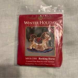 NWT Mill Hill Rocking Horse cross stitch beaded ornament magnet kit